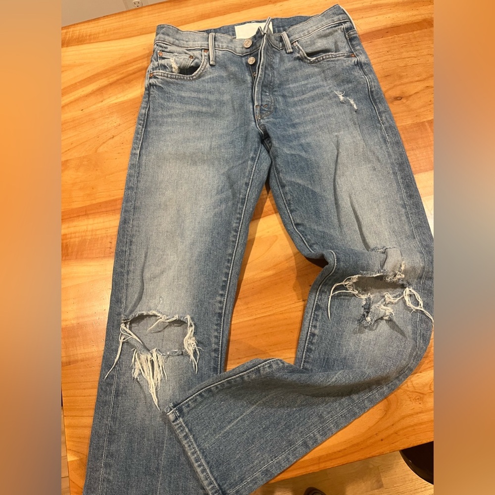 MOTHER Women Jeans Skinny - Light Blue Distressed